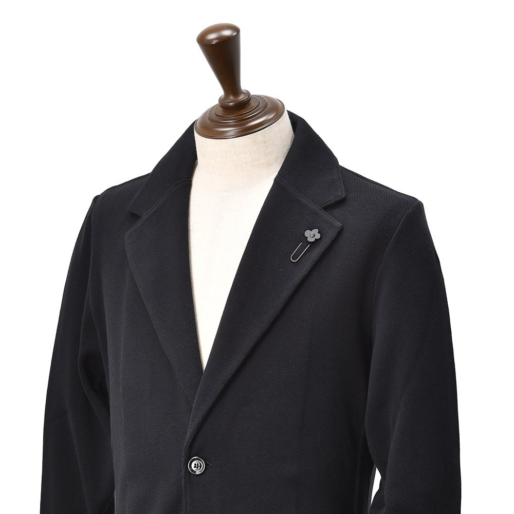 ラルディーニLARDINIニットジャケットメンズ2つ釦シングルフロントCNCJLJM56コットン100%ミラノリブブラック黒カーディガンブート二エール付国内正規品でらでら公式ブランド