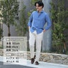 ベルウィッチBERWICHイージーパンツメンズストライプ柄パンツSAKE1PGYMサケ・ジムモデルシアサッカー生地アイボリー×ブラウン1プリーツキャロットフィットドローコード調節国内正規品でらでら公式ブランド