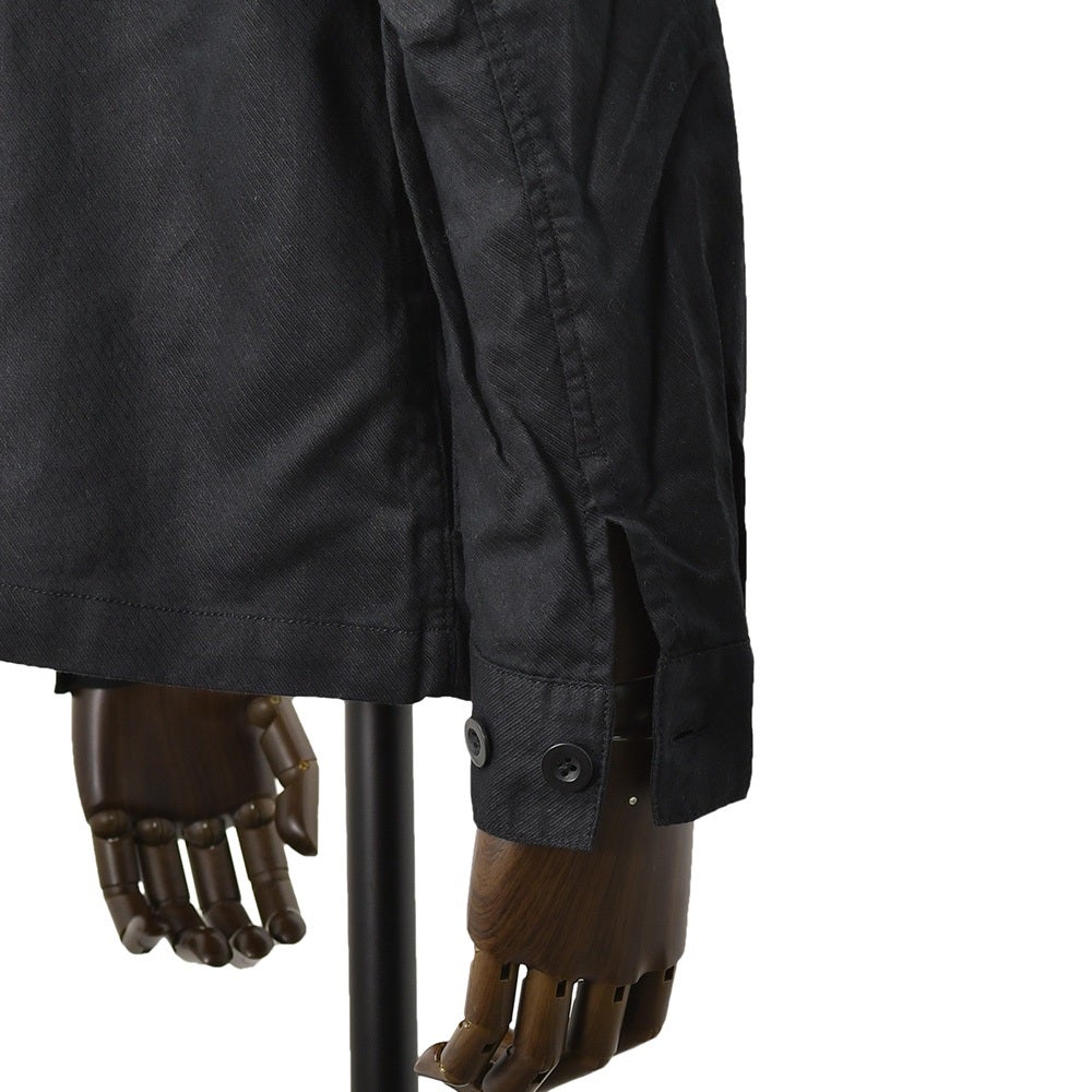 リプレイREPLAYシャツブルゾンメンズシャツアウターリネンコットンツイルブラック黒左袖ブランドワッペン胸ポケット付きルーズフィット国内正規品でらでら公式ブランド