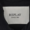 リプレイREPLAYシャツブルゾンメンズシャツアウターリネンコットンツイルブラック黒左袖ブランドワッペン胸ポケット付きルーズフィット国内正規品でらでら公式ブランド