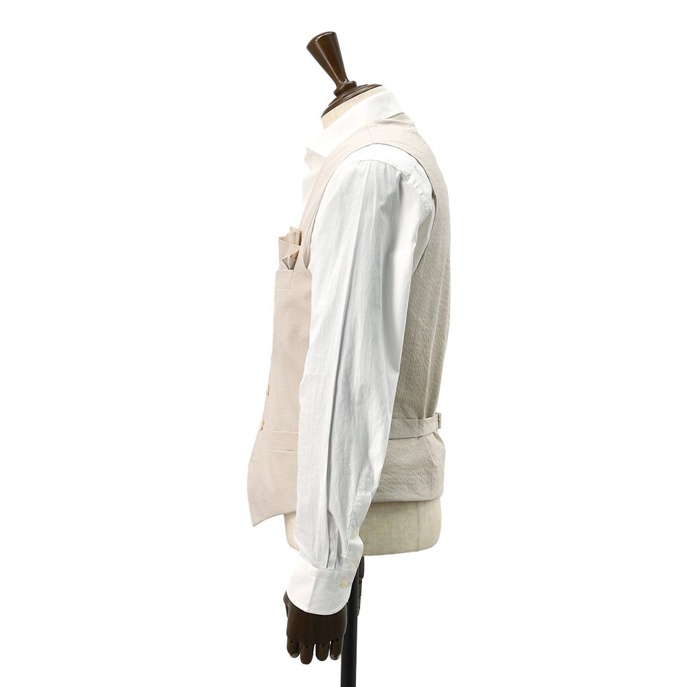 ジャンネットGIANNETTOシングルジレメンズベストGILETシアサッカー生地ライトグレー軽量総裏地同素材チーフ付属イタリア製国内正規品でらでら公式ブランド