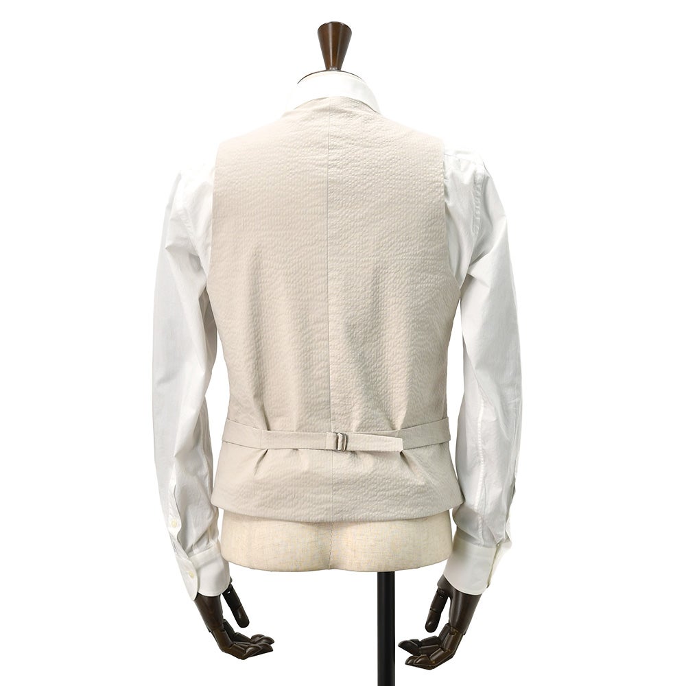 ジャンネットGIANNETTOシングルジレメンズベストGILETシアサッカー生地ライトグレー軽量総裏地同素材チーフ付属イタリア製国内正規品でらでら公式ブランド