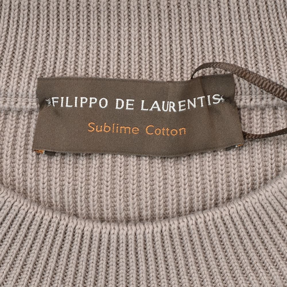 フィリッポデローレンティスFILIPPODELAURENTIISクルーネックニットメンズリブ編みニットSublimeCottonサブライムコットングレージュ12ゲージラグランスリーブ国内正規品でらでら公式ブランド