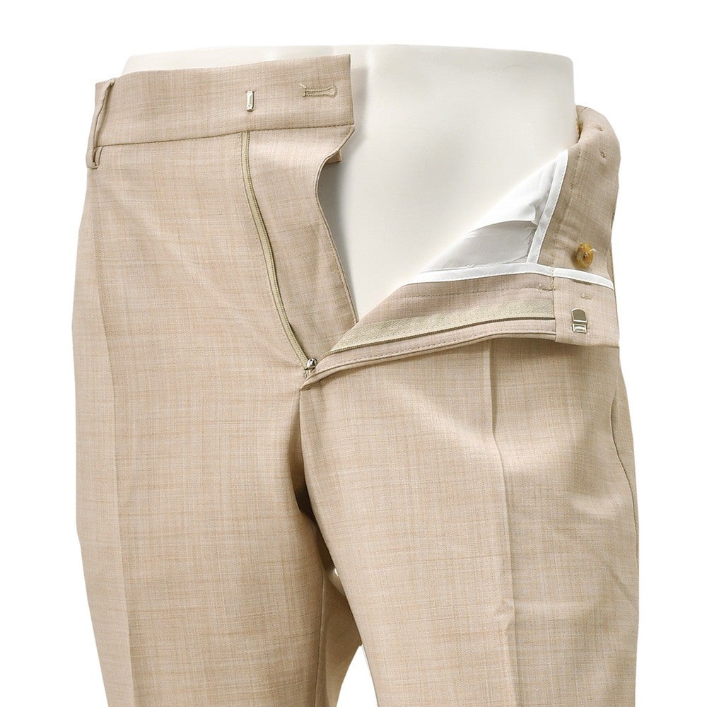 ベルウィッチBERWICHスラックスメンズサマーウールパンツBERTOベルトテクノウール生地サンドベージュ1プリーツシャーリング仕様サイドアジャスター釦国内正規品でらでら公式ブランド