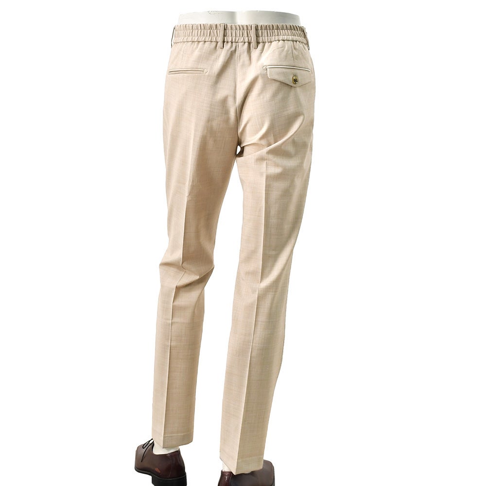 ベルウィッチBERWICHスラックスメンズサマーウールパンツBERTOベルトテクノウール生地サンドベージュ1プリーツシャーリング仕様サイドアジャスター釦国内正規品でらでら公式ブランド