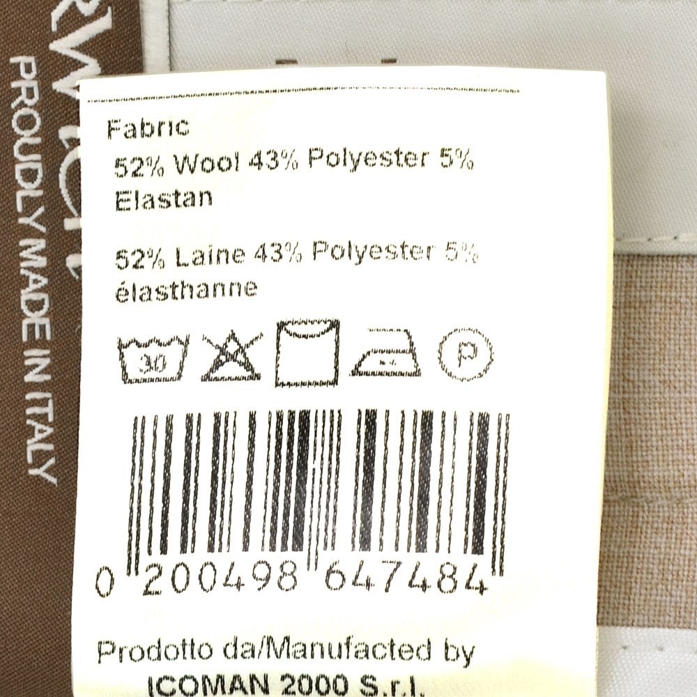 ベルウィッチBERWICHスラックスメンズサマーウールパンツBERTOベルトテクノウール生地サンドベージュ1プリーツシャーリング仕様サイドアジャスター釦国内正規品でらでら公式ブランド