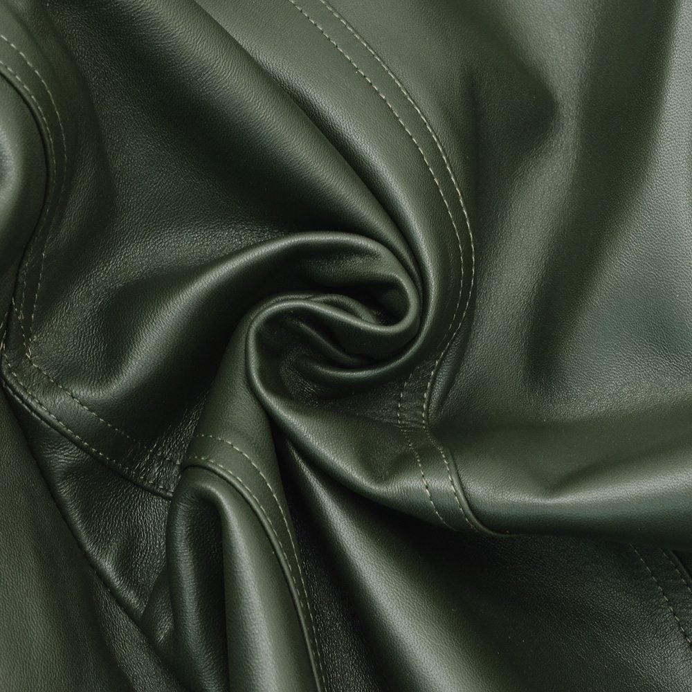 エンメティEMMETIフーディーレザージャケットメンズレザーブルゾンJURIHOODIEユリフーディーラムスキンレザーナッパチェラータダークグリーンスリムフィット0.7mm厚国内正規品でらでら公式ブランド