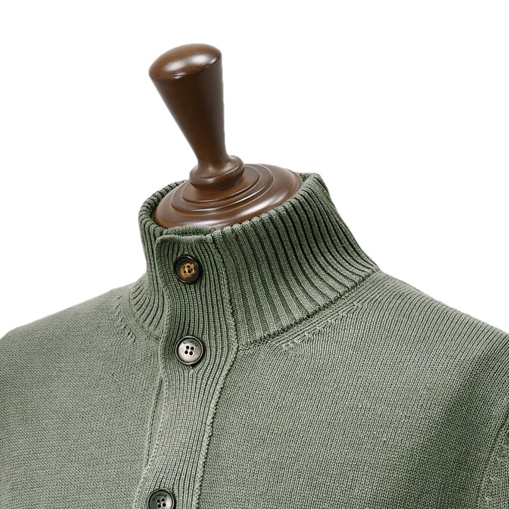 ザノーネZANONEスタンドネックニットカーディガンメンズニットブルゾンCHIOTOキョートリネンコットン7ゲージオリーブミドルゲージスリムフィット810150-Z1337国内正規品でらでら公式ブランド