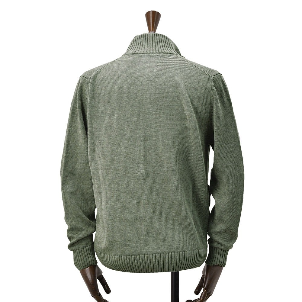 ザノーネZANONEスタンドネックニットカーディガンメンズニットブルゾンCHIOTOキョートリネンコットン7ゲージオリーブミドルゲージスリムフィット810150-Z1337国内正規品でらでら公式ブランド