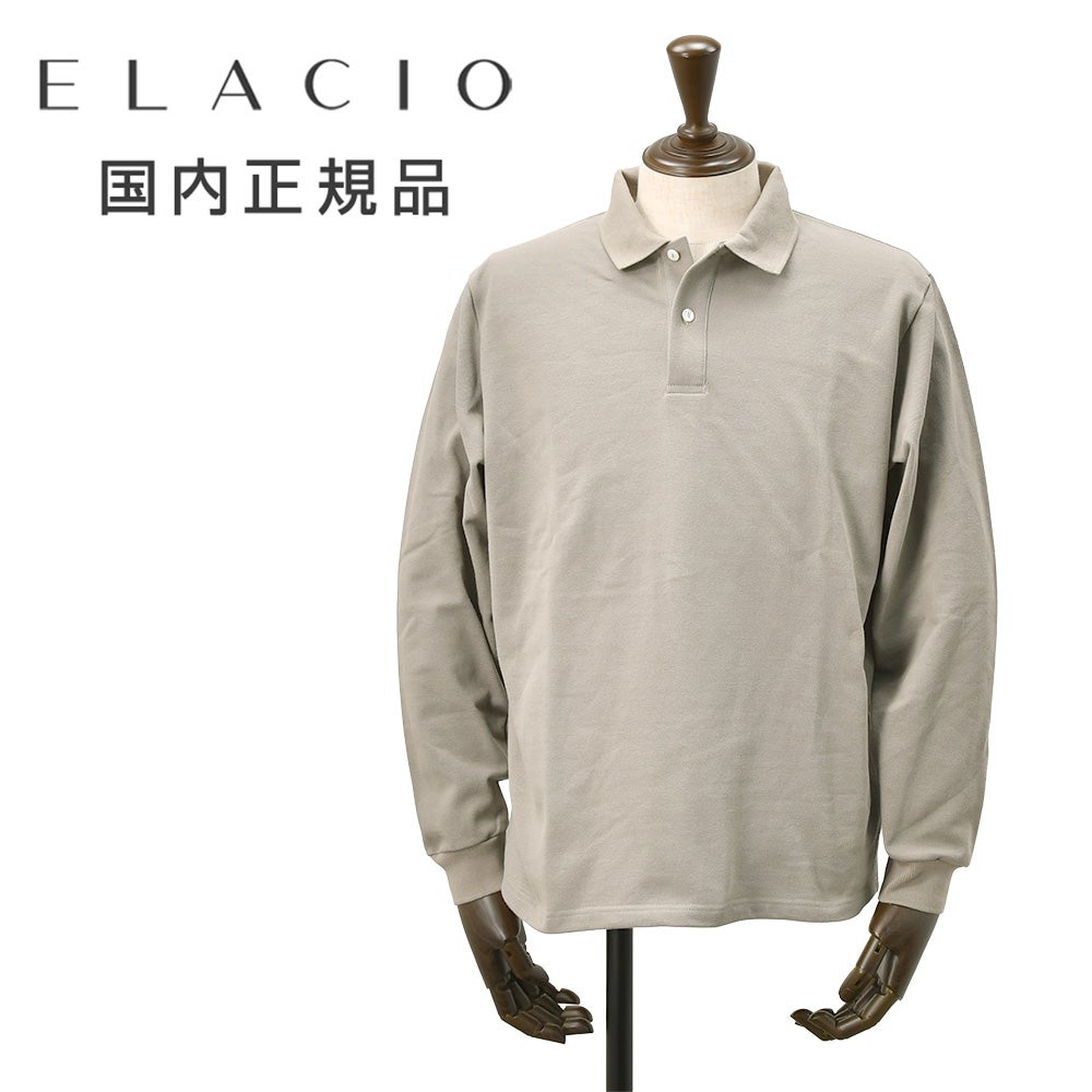 エラシオ ELACIO 長袖ポロシャツ メンズ 鹿の子シャツ 2つ釦フロント