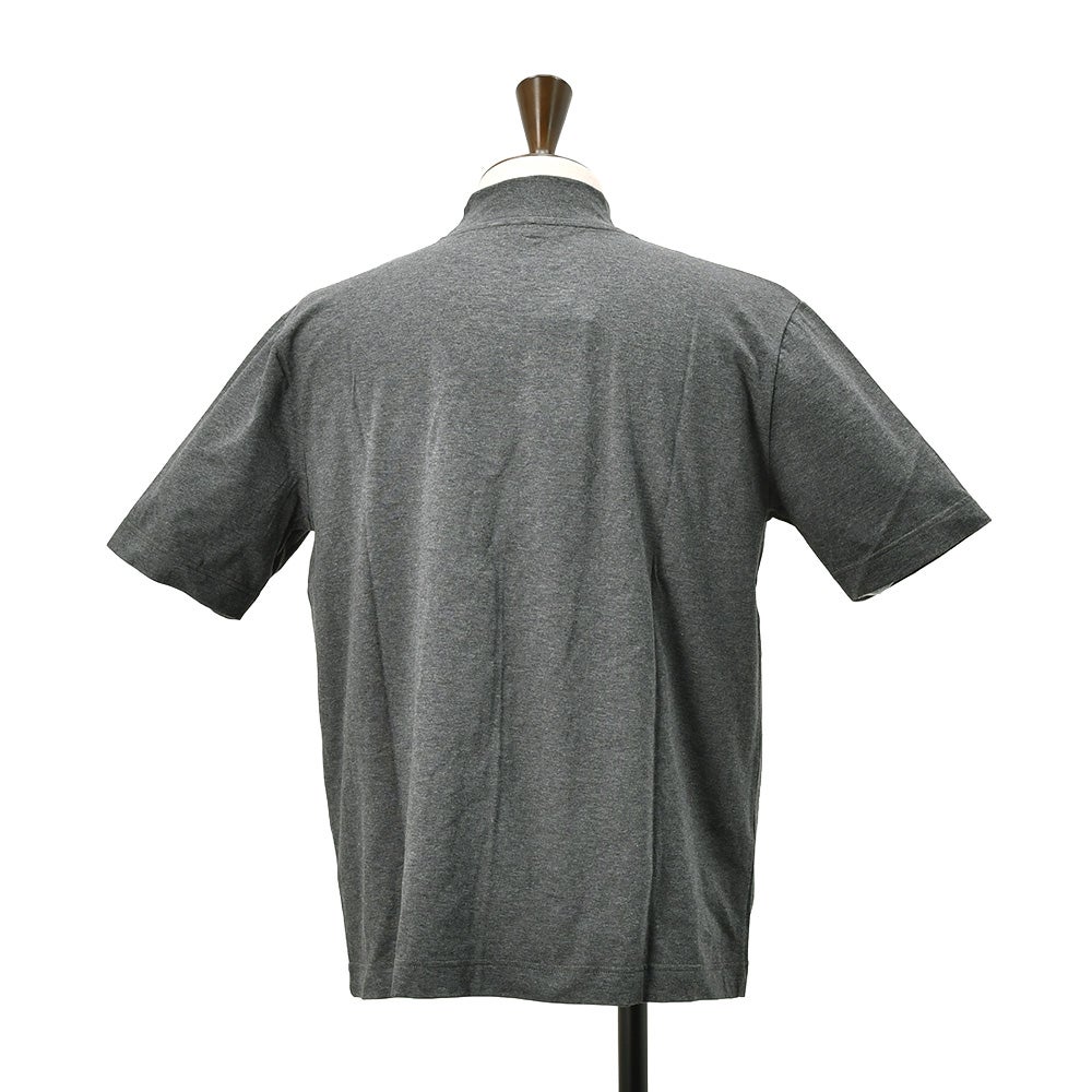 エラシオELACIOモックネック半袖Tシャツメンズショートスリーブカットソーコットンスムースジャージーチャコール無地デザインレギュラーシルエット国内正規品でらでら公式ブランド