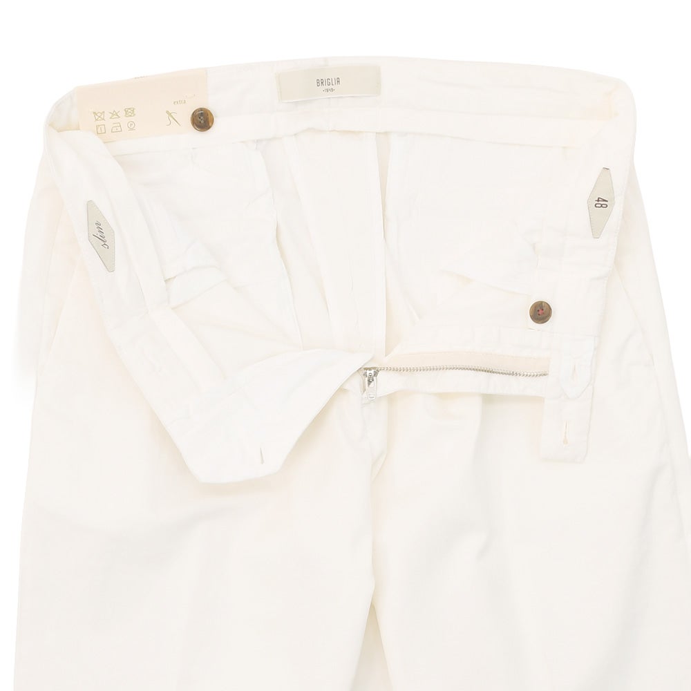 ブリリアBRIGLIA1949チノスラックスメンズコットンパンツBG07モデルストレッチコットンツイルホワイト白テーパードシルエット1プリーツ仕様国内正規品でらでら公式ブランド