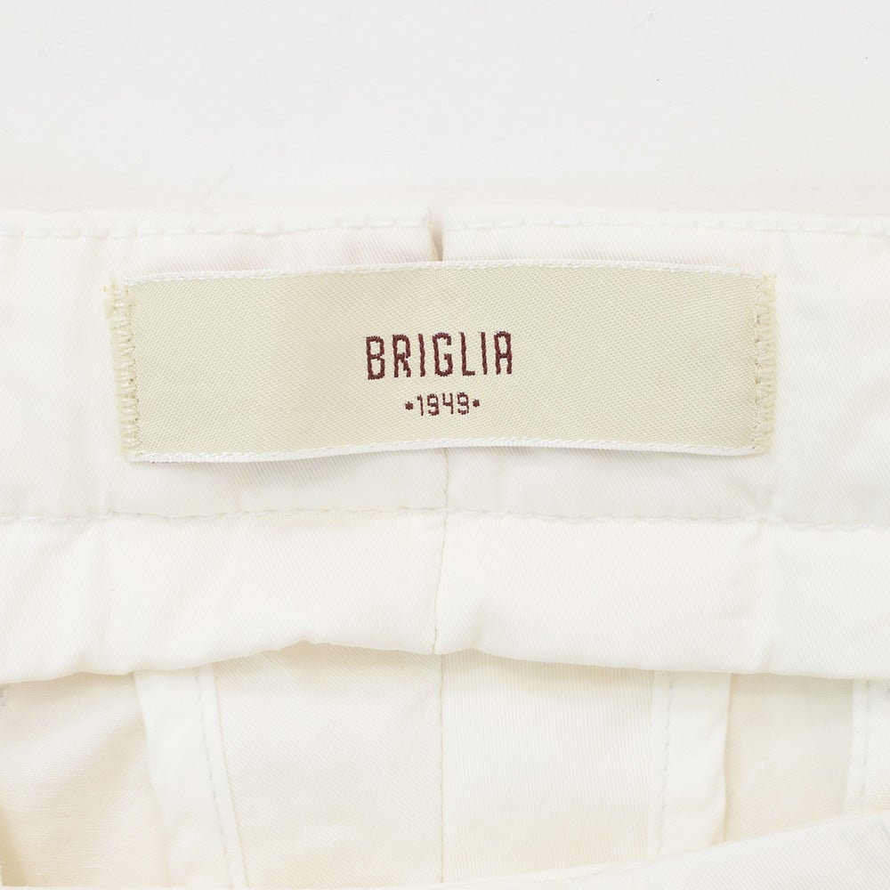 ブリリアBRIGLIA1949チノスラックスメンズコットンパンツBG07モデルストレッチコットンツイルホワイト白テーパードシルエット1プリーツ仕様国内正規品でらでら公式ブランド