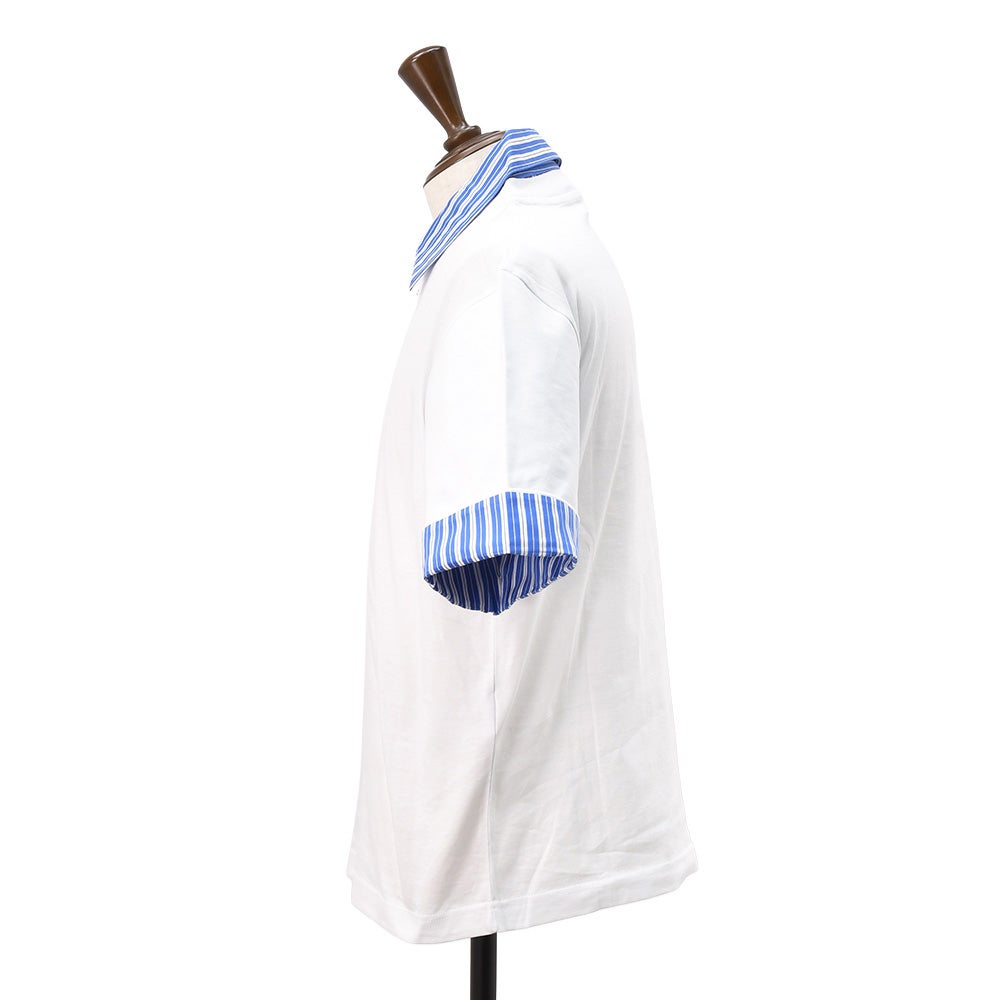ヌメロヴェントゥーノN°21レイヤード風半袖TシャツメンズシャツコンビTシャツF061-4157異素材コットンホワイト白ブランドロゴワッペンリラックスフィット国内正規品でらでら公式ブランド