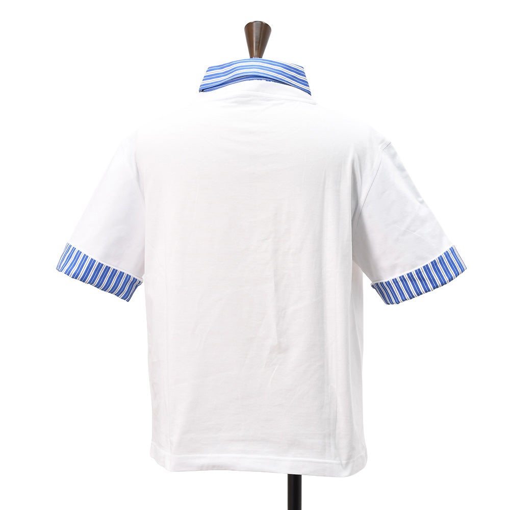 ヌメロヴェントゥーノN°21レイヤード風半袖TシャツメンズシャツコンビTシャツF061-4157異素材コットンホワイト白ブランドロゴワッペンリラックスフィット国内正規品でらでら公式ブランド