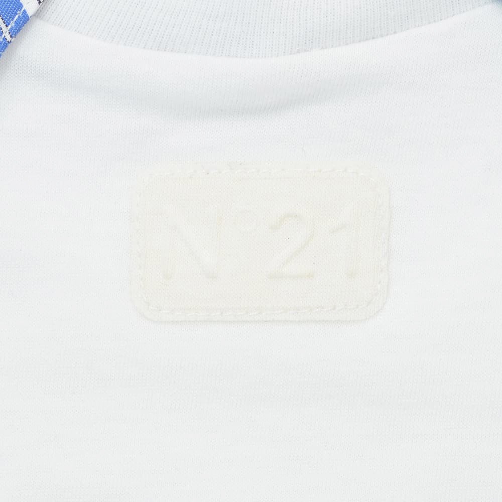 ヌメロヴェントゥーノN°21レイヤード風半袖TシャツメンズシャツコンビTシャツF061-4157異素材コットンホワイト白ブランドロゴワッペンリラックスフィット国内正規品でらでら公式ブランド