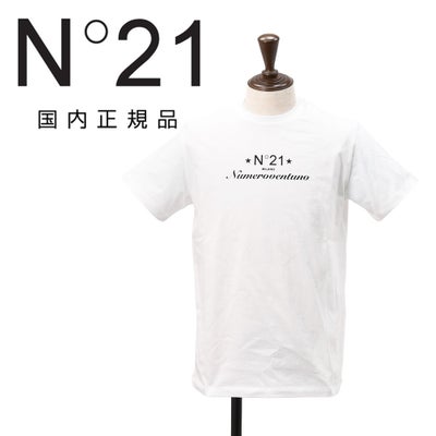 ヌメロヴェントゥーノN°21半袖TシャツメンズクルーネックカットソーF051-6328コットンジャージーホワイト白ブランドロゴプリントレギュラーフィット国内正規品でらでら公式ブランド