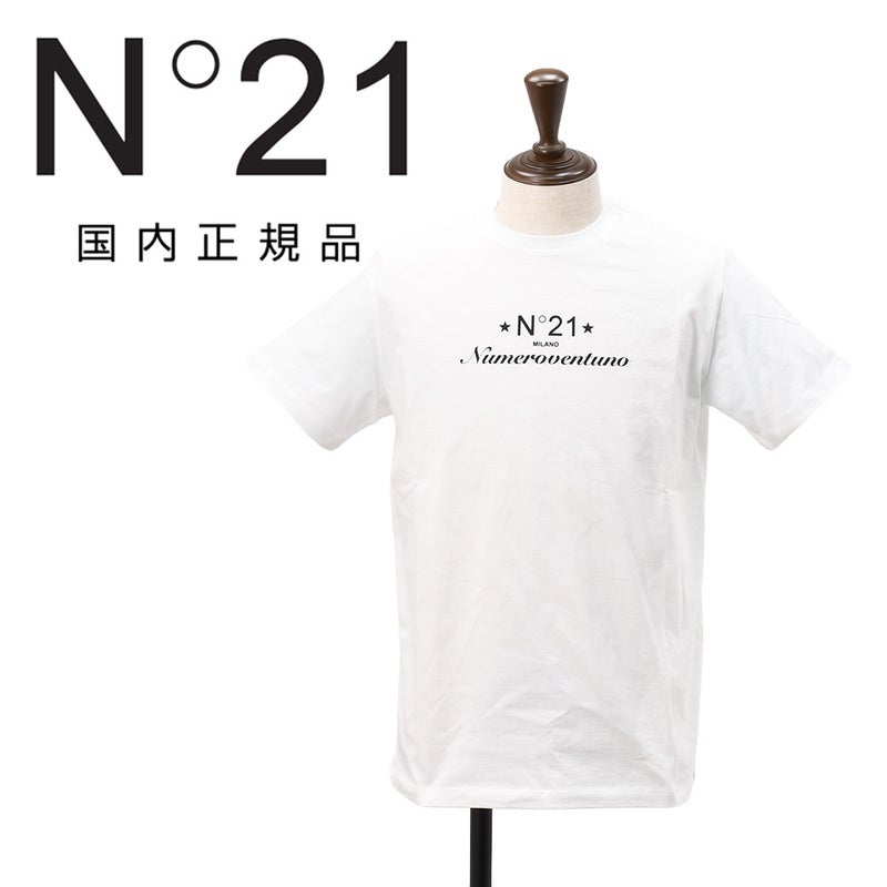 ヌメロヴェントゥーノN°21半袖TシャツメンズクルーネックカットソーF051-6328コットンジャージーホワイト白ブランドロゴプリントレギュラーフィット国内正規品でらでら公式ブランド
