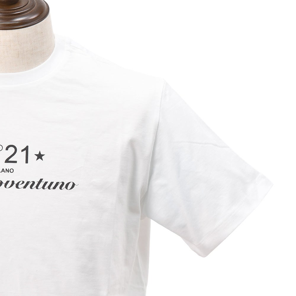ヌメロヴェントゥーノN°21半袖TシャツメンズクルーネックカットソーF051-6328コットンジャージーホワイト白ブランドロゴプリントレギュラーフィット国内正規品でらでら公式ブランド