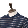 ヌメロヴェントゥーノN°21半袖TシャツメンズクルーネックニットソーF032-4980コットン鹿の子編みネイビー紺ボーダー柄左袖ブランド織りタグレギュラーフィット国内正規品でらでら公式ブランド