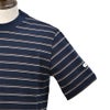 ヌメロヴェントゥーノN°21半袖TシャツメンズクルーネックニットソーF032-4980コットン鹿の子編みネイビー紺ボーダー柄左袖ブランド織りタグレギュラーフィット国内正規品でらでら公式ブランド