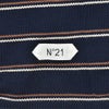 ヌメロヴェントゥーノN°21半袖TシャツメンズクルーネックニットソーF032-4980コットン鹿の子編みネイビー紺ボーダー柄左袖ブランド織りタグレギュラーフィット国内正規品でらでら公式ブランド