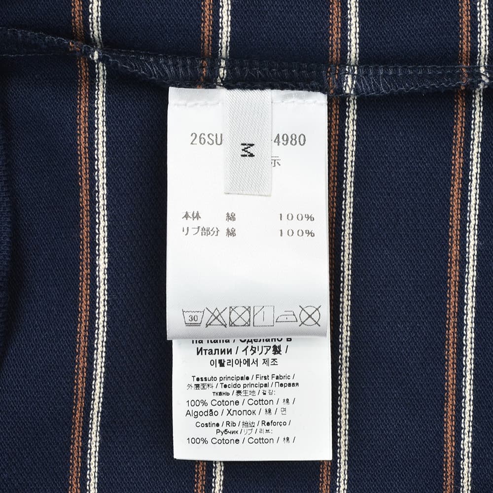 ヌメロヴェントゥーノN°21半袖TシャツメンズクルーネックニットソーF032-4980コットン鹿の子編みネイビー紺ボーダー柄左袖ブランド織りタグレギュラーフィット国内正規品でらでら公式ブランド