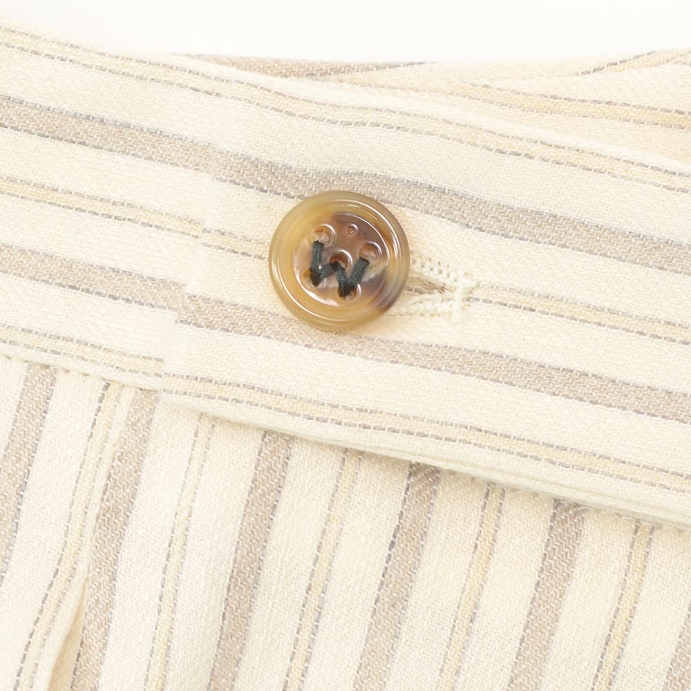 ベルウィッチBERWICHストライプ柄スラックスメンズリネンコットンパンツSCOTCHスコッチ2インプリーツパンツアイボリーアジャスター調節ワイドテーパードクロップド丈国内正規品でらでら公式ブランド