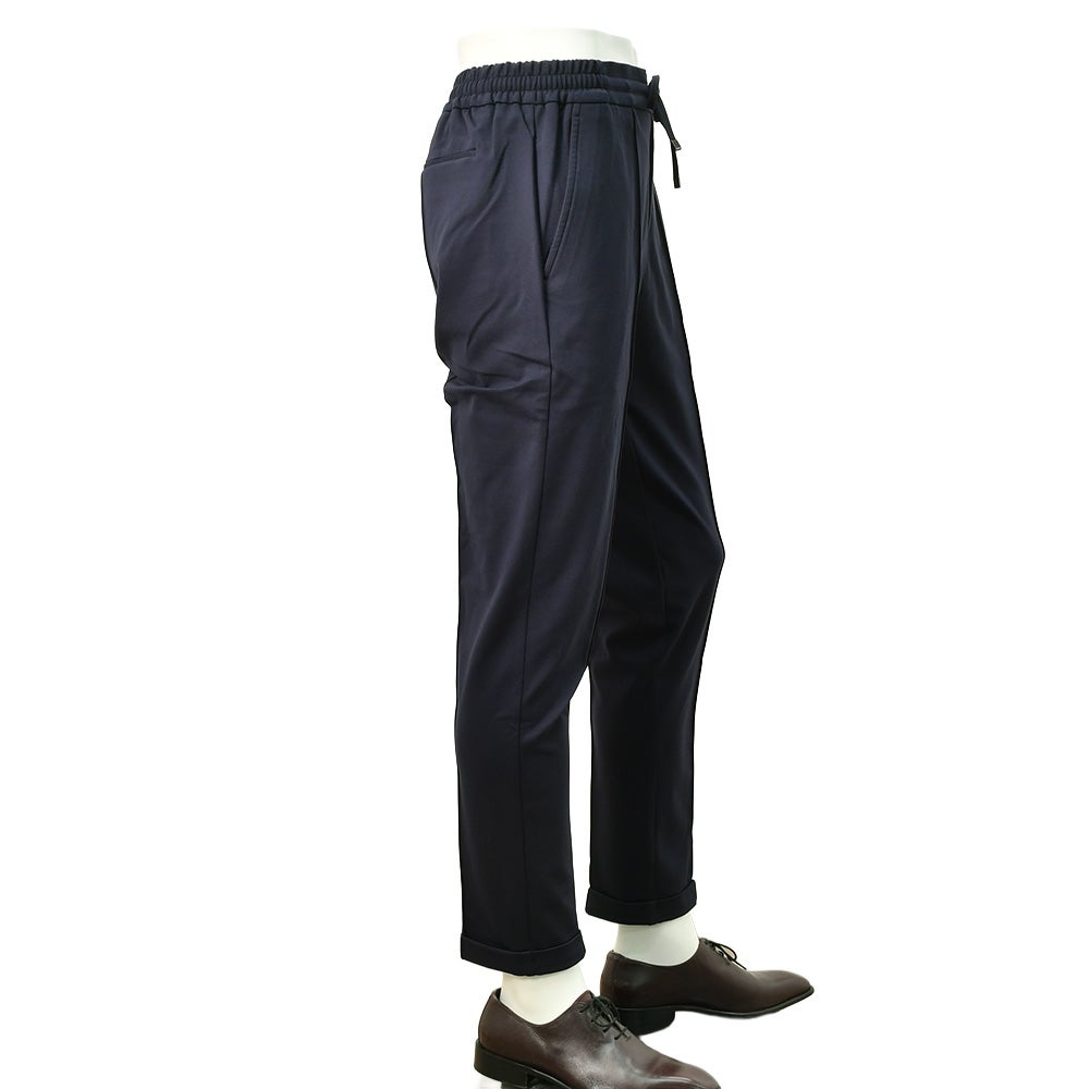 ベルウィッチBERWICHイージーパンツメンズHDUEアッカデュエ干場義雅氏別注モデルジャージースラックスネイビー紺ウエストシャーリング＆ドローコード調節永久クリース国内正規品でらでら公式ブランド