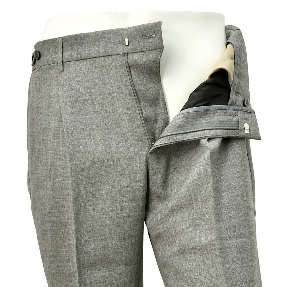 ベルウィッチBERWICHスラックスメンズサマーウールパンツBERTOベルト4プライウール生地グレー1プリーツバックシャーリング仕様サイドアジャスター釦国内正規品でらでら公式ブランド