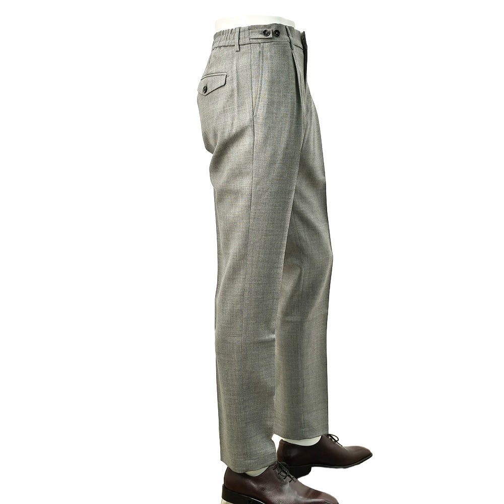 ベルウィッチBERWICHスラックスメンズサマーウールパンツBERTOベルト4プライウール生地グレー1プリーツバックシャーリング仕様サイドアジャスター釦国内正規品でらでら公式ブランド