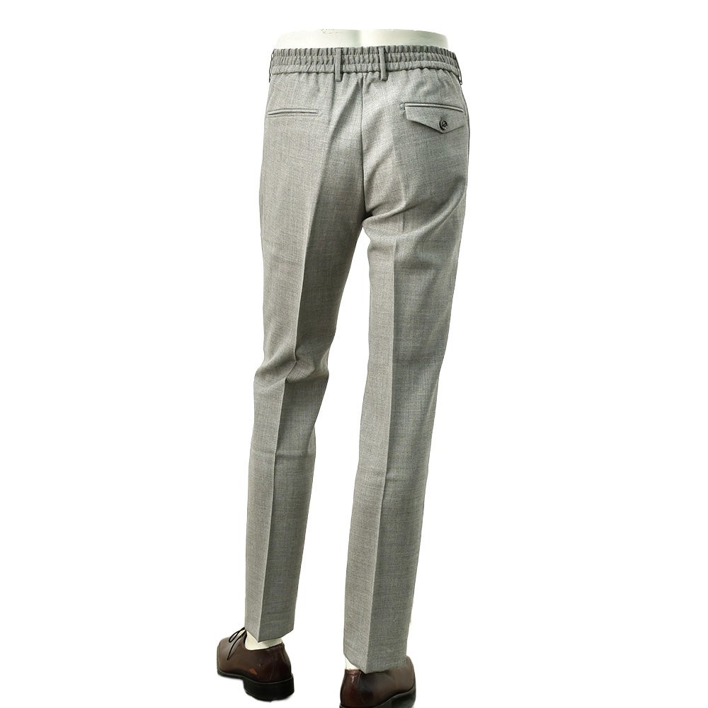 ベルウィッチBERWICHスラックスメンズサマーウールパンツBERTOベルト4プライウール生地グレー1プリーツバックシャーリング仕様サイドアジャスター釦国内正規品でらでら公式ブランド