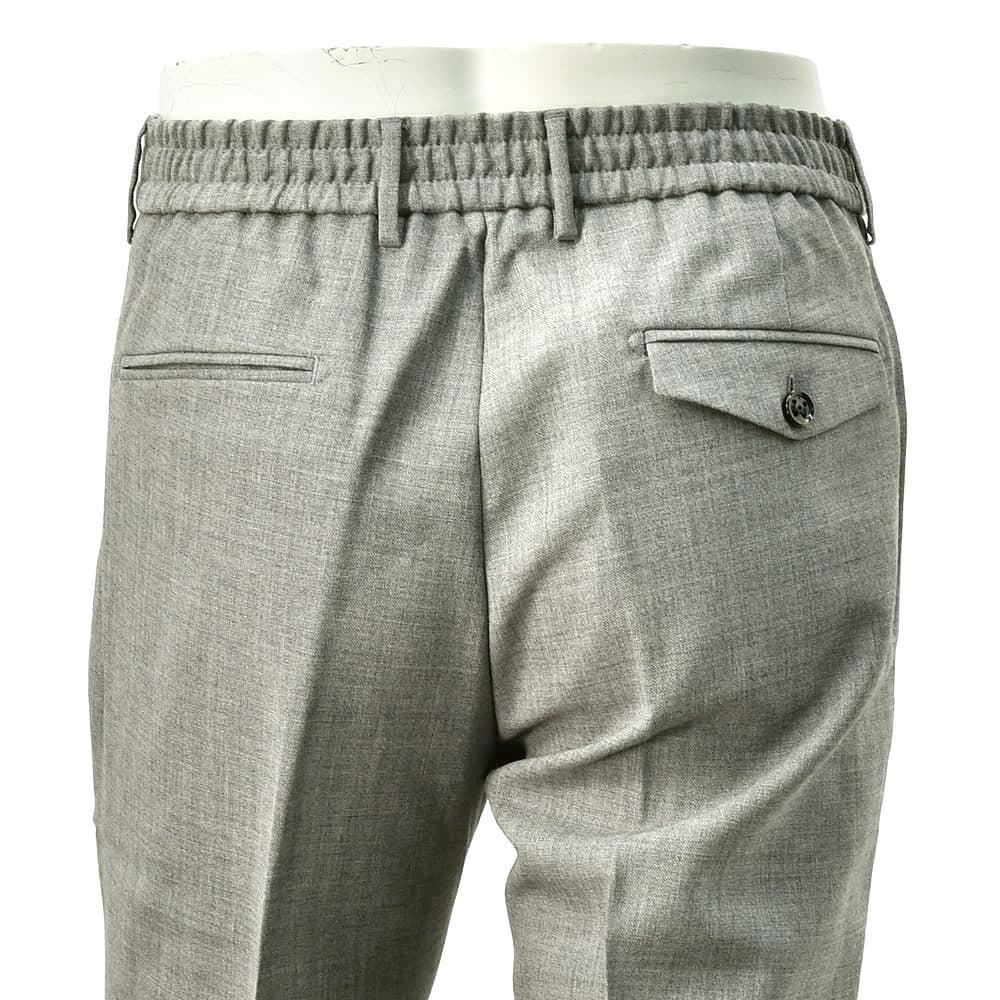 ベルウィッチBERWICHスラックスメンズサマーウールパンツBERTOベルト4プライウール生地グレー1プリーツバックシャーリング仕様サイドアジャスター釦国内正規品でらでら公式ブランド