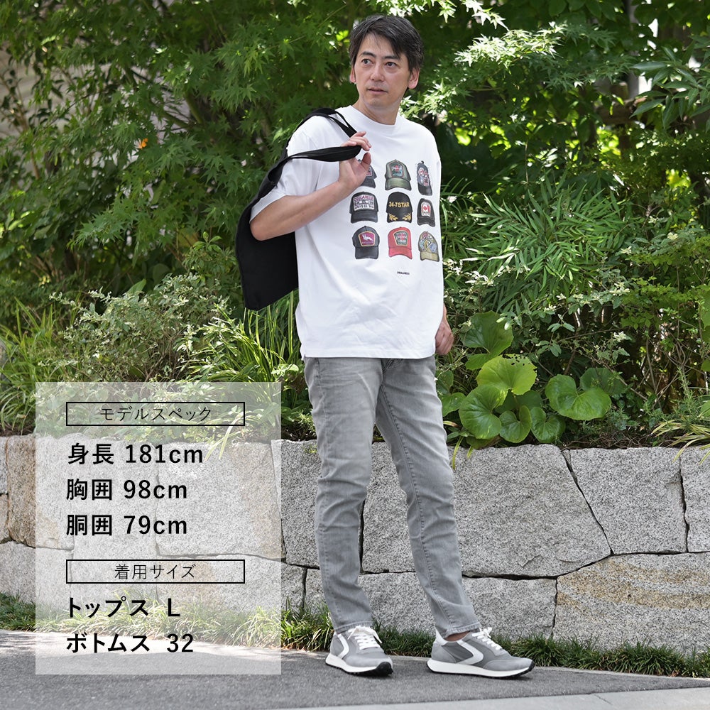 ディースクエアードDSQUARED2半袖ＴシャツメンズクルーネックカットソーICONiqueシリーズコットンジャージーホワイト白キャッププリントアイコニークリラックスシルエット国内正規品でらでら公式ブランド