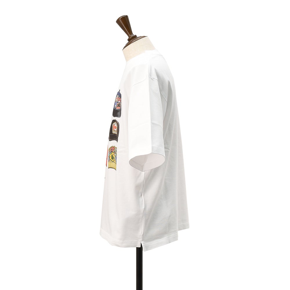 ディースクエアードDSQUARED2半袖ＴシャツメンズクルーネックカットソーICONiqueシリーズコットンジャージーホワイト白キャッププリントアイコニークリラックスシルエット国内正規品でらでら公式ブランド