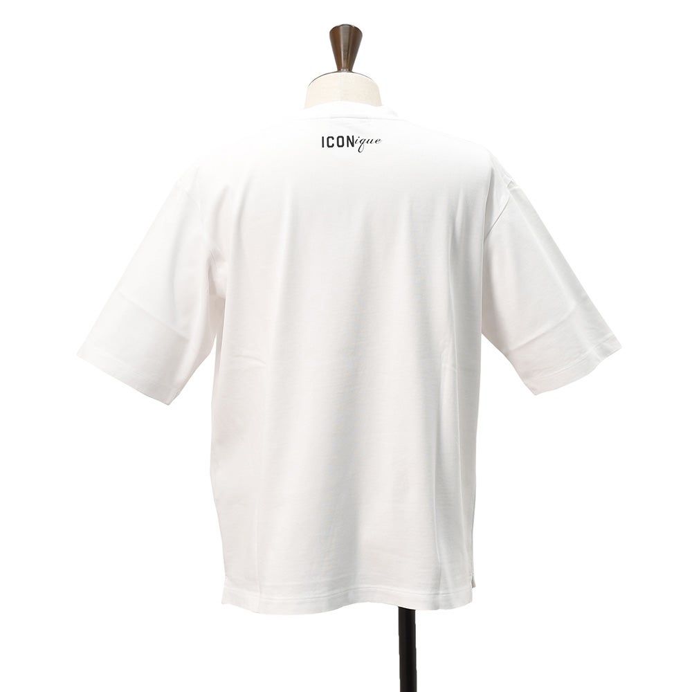 ディースクエアードDSQUARED2半袖ＴシャツメンズクルーネックカットソーICONiqueシリーズコットンジャージーホワイト白キャッププリントアイコニークリラックスシルエット国内正規品でらでら公式ブランド