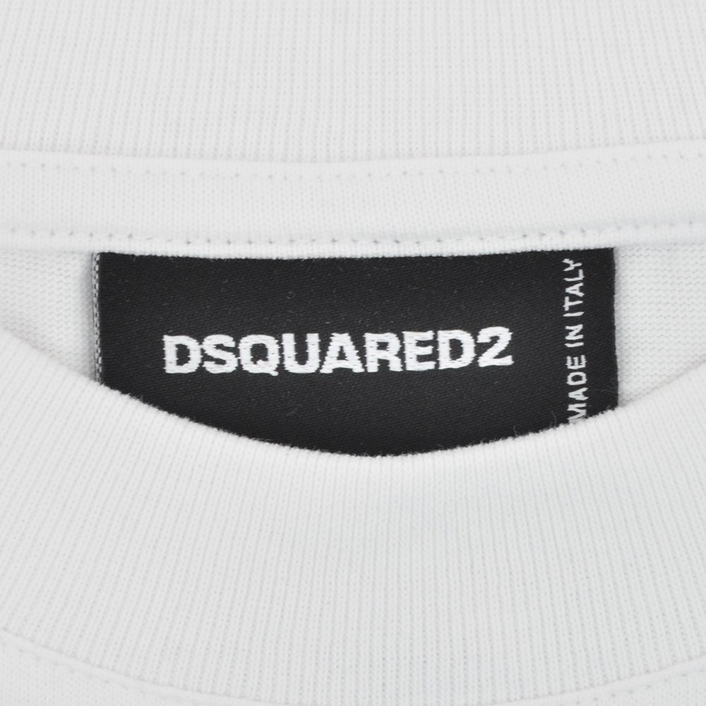 ディースクエアードDSQUARED2半袖ＴシャツメンズクルーネックカットソーICONiqueシリーズコットンジャージーホワイト白キャッププリントアイコニークリラックスシルエット国内正規品でらでら公式ブランド