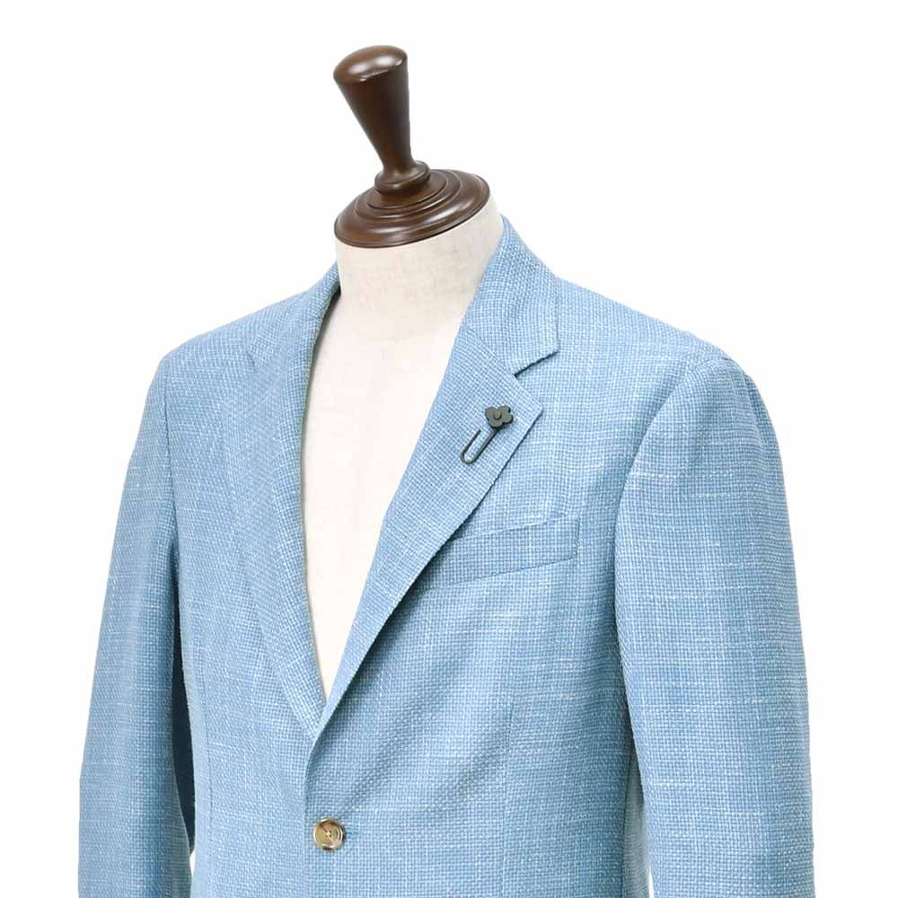 ラルディーニLARDINIテーラードジャケットメンズ2つ釦シングルフロントROMACNJ6202Qブレンドウール3者混生地ライトブルーライトウェイトブート二エール付国内正規品でらでら公式ブランド