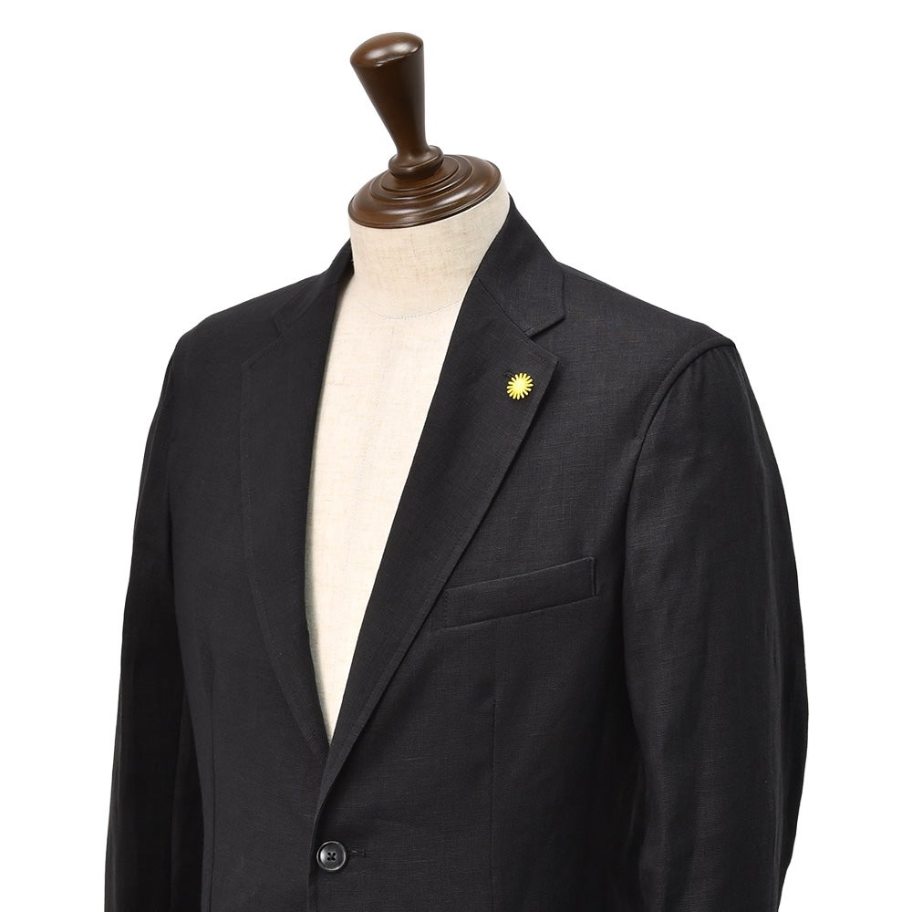 ジャンネットGIANNETTOシャツジャケットメンズシングルジャケットCORALLOコラッロシリーズリネン100％生地ブラック黒軽量&薄手背抜き仕様イタリア製国内正規品でらでら公式ブランド