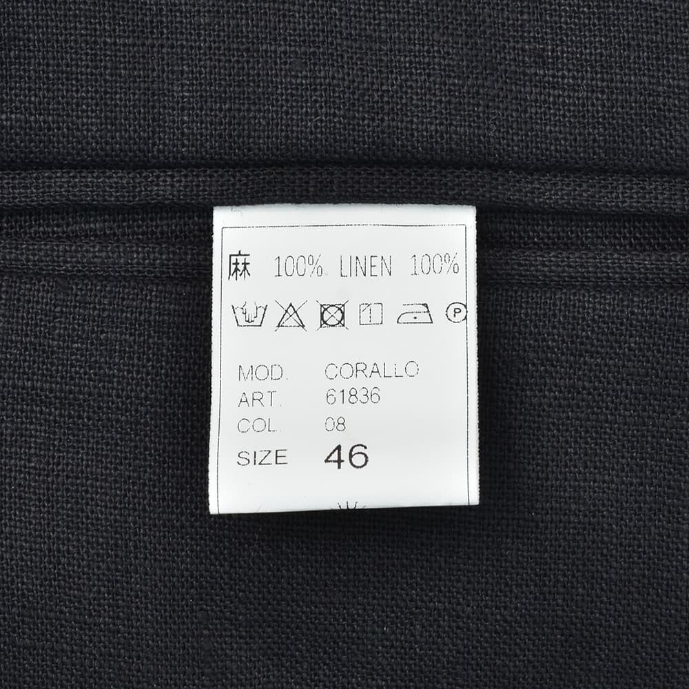 ジャンネットGIANNETTOシャツジャケットメンズシングルジャケットCORALLOコラッロシリーズリネン100％生地ブラック黒軽量&薄手背抜き仕様イタリア製国内正規品でらでら公式ブランド