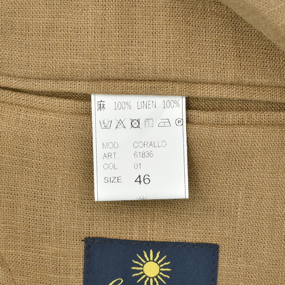ジャンネットGIANNETTOシャツジャケットメンズシングルジャケットCORALLOコラッロシリーズリネン100％生地ブラウン茶軽量&薄手背抜き仕様イタリア製国内正規品でらでら公式ブランド