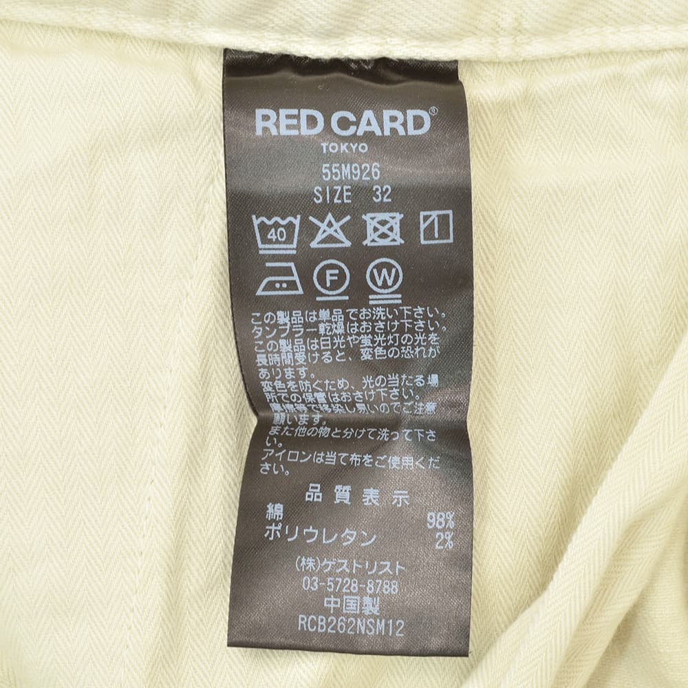 レッドカードトーキョーREDCARDTOKYOデニムスラックスメンズコットンストレッチジーンズSlackスラックヴィンテージホワイト１プリーツセンタークリーステーパード国内正規品でらでら公式ブランド