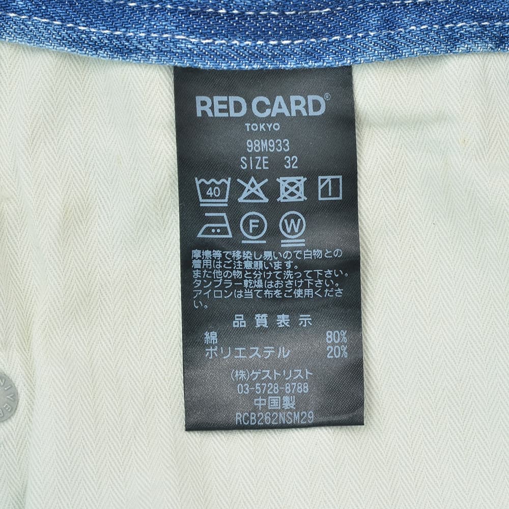 レッドカードトーキョーREDCARDTOKYOデニムパンツメンズイージーテーパードジーンズRhythm+Easyリズムプラスイージーヴィンテージライトブルーコットンポリ国内正規品でらでら公式ブランド