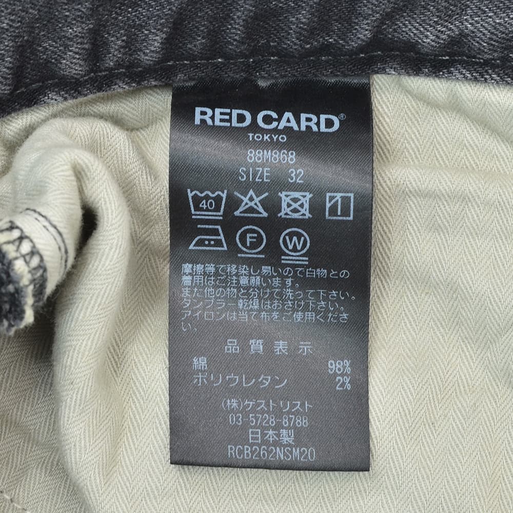レッドカードトーキョーREDCARDTOKYOストレッチデニムパンツメンズスリムテーパードジーンズRhythm+リズムプラスブラックウォッシュカイハラデニムアンクル丈国内正規品でらでら公式ブランド