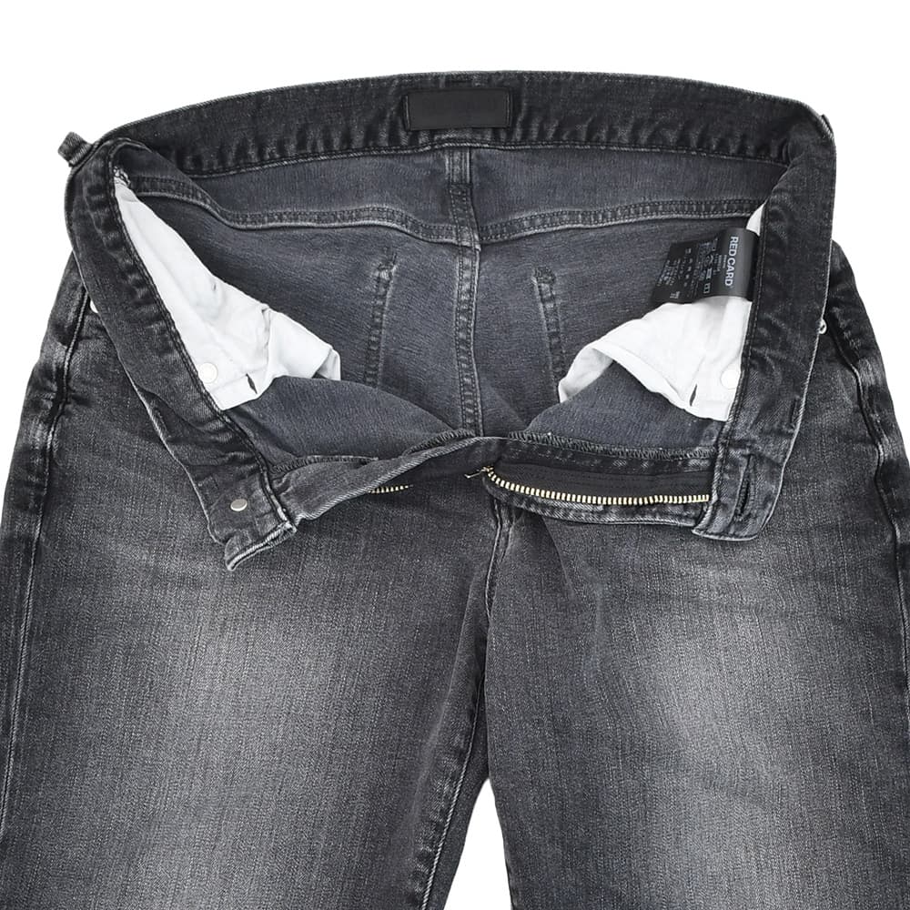 レッドカードトーキョーREDCARDTOKYOストレッチデニムパンツメンズスリムストレートジーンズBassバスモデルダークグレーウォッシュカイハラデニムヴィンテージ加工国内正規品でらでら公式ブランド