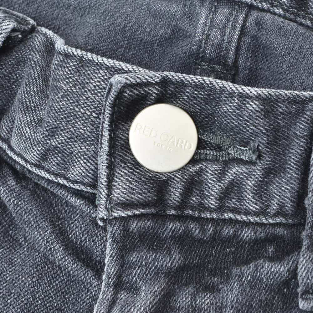 レッドカードトーキョーREDCARDTOKYOストレッチデニムパンツメンズスリムストレートジーンズBassバスモデルダークグレーウォッシュカイハラデニムヴィンテージ加工国内正規品でらでら公式ブランド