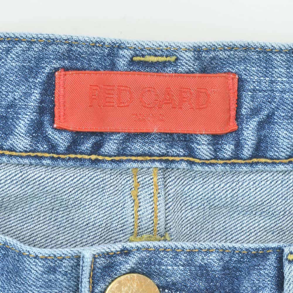 レッドカードトーキョーREDCARDTOKYOストレッチデニムパンツメンズスリムストレートジーンズBassバスモデルライトブルーカイハラデニムヴィンテージ加工国内正規品でらでら公式ブランド