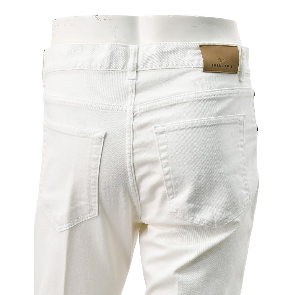 【ポイント8倍3/269:59まで】アントレアミENTREAMISデニムパンツメンズ５ポケットパンツCHRISモデルコットンツイルオフホワイトレギュラーテーパードフィットミドルオンスバックパッチ国内正規品でらでら公式ブランド