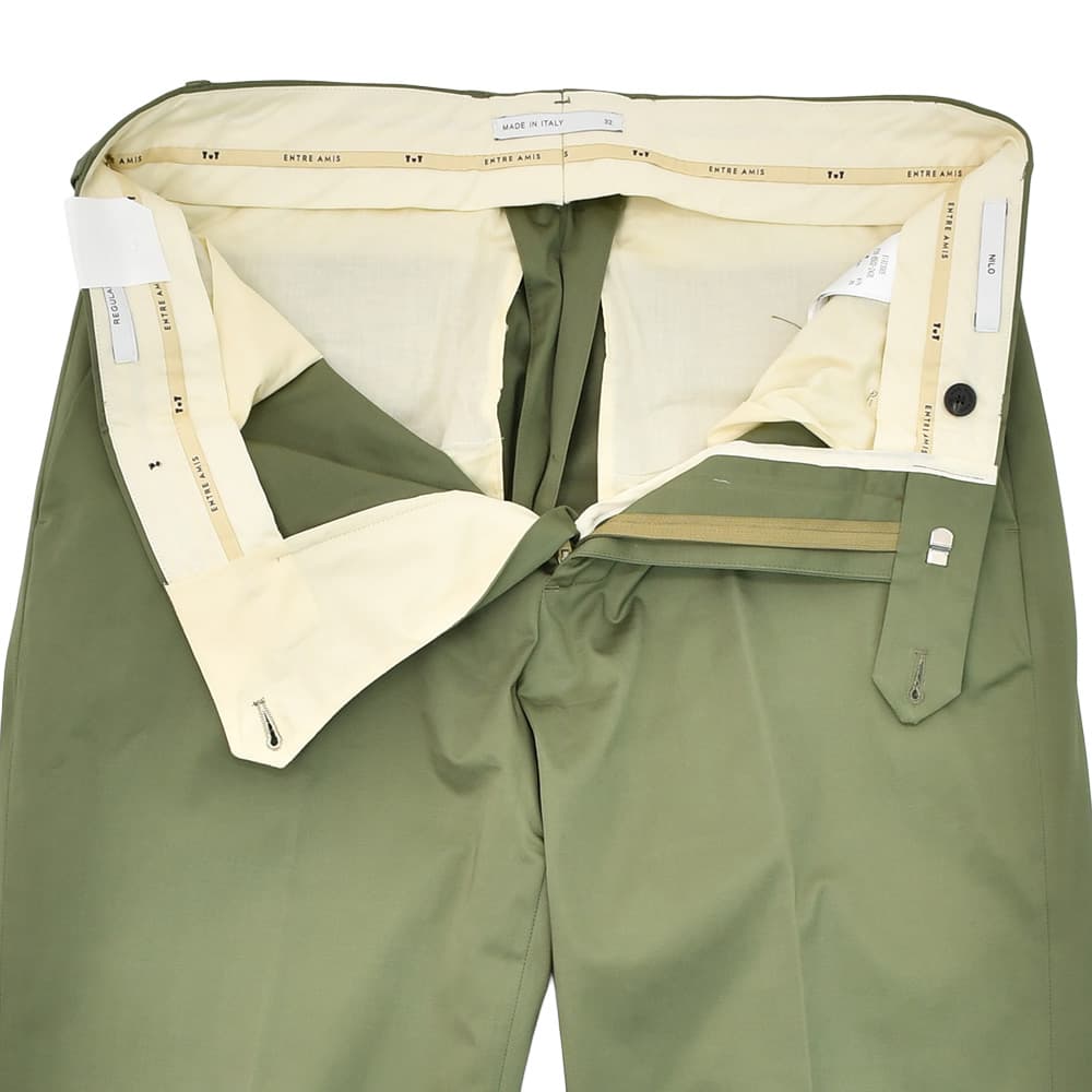 【ポイント8倍3/269:59まで】アントレアミENTREAMISチノスラックスメンズコットンパンツ8502モデル薄手ストレッチコットンミリタリーグリーンレギュラーテーパードライトオンスドレスチノ国内正規品でらでら公式ブランド