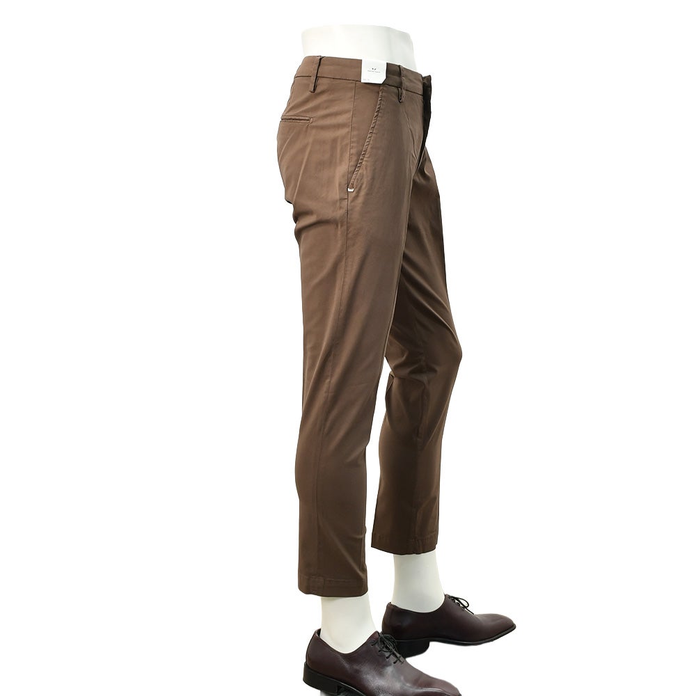 【ポイント8倍3/269:59まで】アントレアミENTREAMISチノスラックスメンズコットンパンツ8188モデル薄手ストレッチコットンブラウン茶スリムテーパードライトオンスクロップド丈国内正規品でらでら公式ブランド